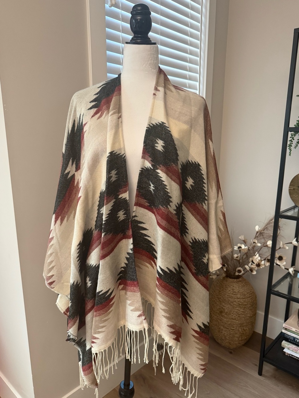 Fringed Aztec Pattern Western Cowgirl Shawl Wrap - Brand New with Tags